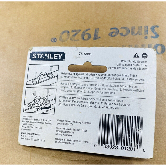 3 x STANLEY Antique Brass Finish Sash window Lock #75-5881 CD7073 nos hardware - Picture 3 of 5